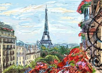 Street in paris - illustration