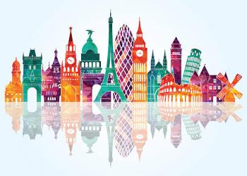 Europe skyline detailed silhouette. Vector illustration
