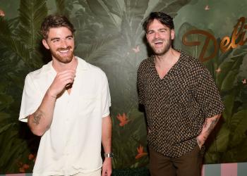 LAS VEGAS, NEVADA - JULY 10: (L-R) Andrew Taggart and Alex Pall of The Chainsmokers attend h.wood Group's grand opening¬†of Delilah at Wynn Las Vegas on July 10, 2021 in Las Vegas, Nevada. (Photo by Bryan Steffy/Getty Images for Wynn Las Vegas)