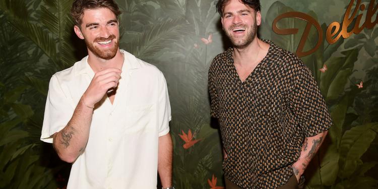 LAS VEGAS, NEVADA - JULY 10: (L-R) Andrew Taggart and Alex Pall of The Chainsmokers attend h.wood Group's grand opening¬†of Delilah at Wynn Las Vegas on July 10, 2021 in Las Vegas, Nevada. (Photo by Bryan Steffy/Getty Images for Wynn Las Vegas)