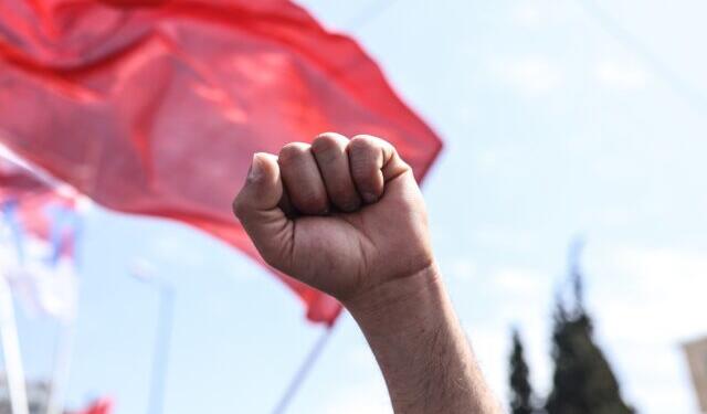 Demonstration by members of workers unions and PAME, for the May 1st Strike, in Syntagma Sqr. Athens, Greece, on May 1, 2022 / Απεργιακή συγκέντρωση του ΠΑΜΕ και εργατικών συνδικάτων, για την Εργατική Πρωτομαγιά, στο Σύνταγμα, Αθήνα, στις 1 Μαίου, 2022