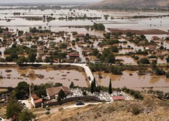 Flooded land in the village of Vlochos 7 days after the storm Daniel, in Karditsa, Greece on September 11, 2023. / Πλημμυρισμένες εκτάσεις στο χωριό Βλοχός Καρδίτσας 7 ημέρες μετά την κακοκαιρία Daniel, 11 Σεπτεμβρίου 2023.