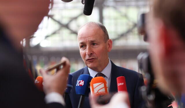 epa10647408 Irish Defense Minister Micheal Martin speaks before meeting of EU Foreign Affairs Council in its defence configuration in Brussels, Belgium, 23 May 2023. EU High Representative for Foreign Affairs and Security Policy Josep Borrell will chair a meeting of the EU Foreign Affairs Council in its defence configuration for discussions that will mainly focus on the EU support to Ukraine.  EPA/OLIVIER HOSLET