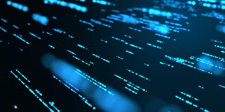 Abstract speed technology concept. with light and stripes motion blur moving fast over dark background.