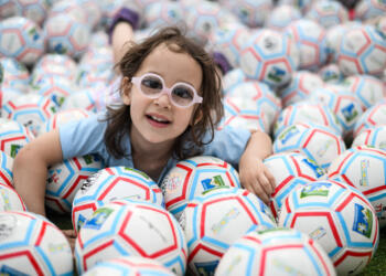 Frankfurt, GERMANY - JUNE 23: Afnan Bouzaidi during The Ball For All campaign at the official UEFA Fan Zone during the UEFA EURO 2024 Group A match between Germany and Switzerland on June 23, 2024 in Frankfurt, Germany.(Photo by Neil Baynes - UEFA/UEFA via Getty Images)