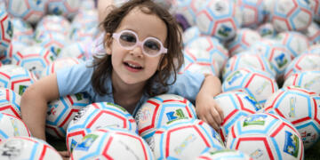 Frankfurt, GERMANY - JUNE 23: Afnan Bouzaidi during The Ball For All campaign at the official UEFA Fan Zone during the UEFA EURO 2024 Group A match between Germany and Switzerland on June 23, 2024 in Frankfurt, Germany.(Photo by Neil Baynes - UEFA/UEFA via Getty Images)