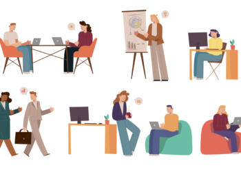 People with renewable energy resources illustration