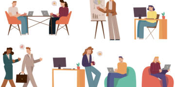 People with renewable energy resources illustration