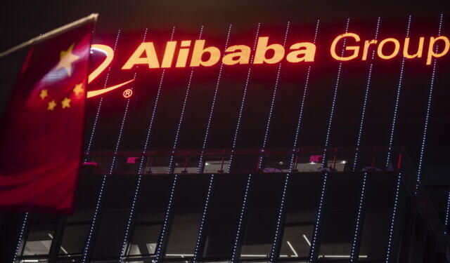 epa09497495 An Alibaba Group building is seen in Shenzhen, Guangdong province, China, 30 September 2021.  EPA/ALEX PLAVEVSKI